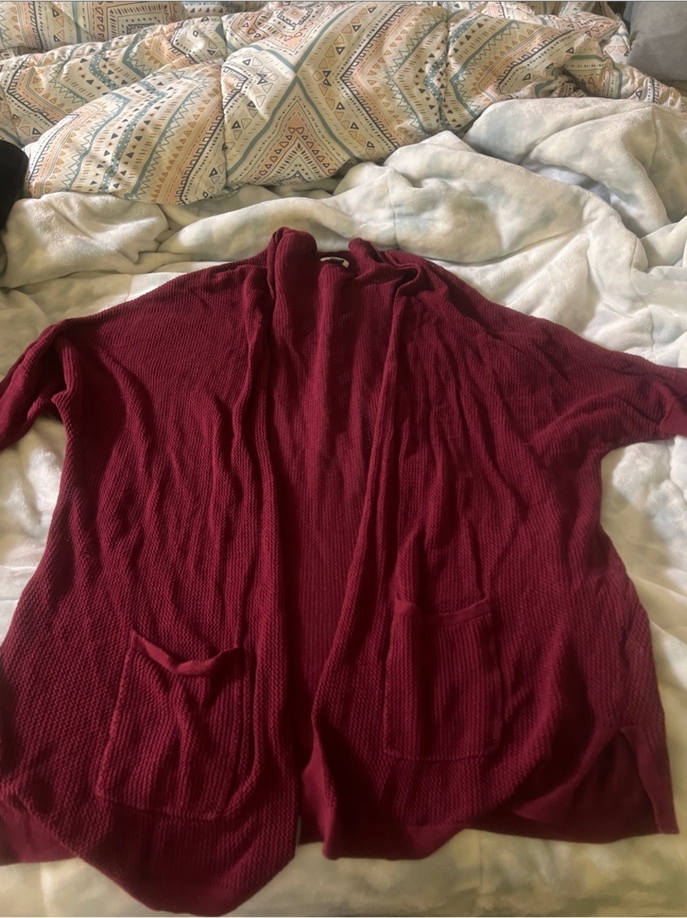 Old Navy Open-Front Wine Red Knit Cardigan